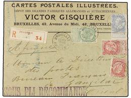 251 BELGICA. Of.56, 58 (2), 60. 1900. BRUXELLES To ZANZIBAR. Envelope Franked With <B>5 Cts. </B>green, Two <B>10 Cts.</ - Andere & Zonder Classificatie