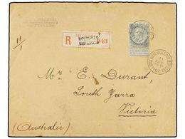 257 BELGICA. Of.63. 1900. MOLEMBEEK To VICTORIA (Australia). Envelope Franked With <B>50 Cts.</B> Grey Stamp, Sent Regis - Autres & Non Classés