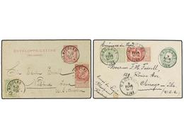 267 BELGICA. 1901. TWO Postal Stationery Envelopes To USA. - Andere & Zonder Classificatie