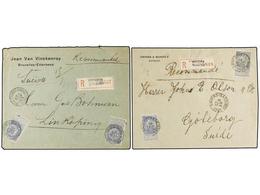 273 BELGICA. 1902-03. TWO Registered Covers To SWEDEN. <B>25+25 Cts.</B> And <B>25+50 Cts.</B> Frankings. - Autres & Non Classés