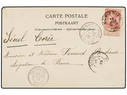 292 BELGICA. Of.58. 1905. MOMIGNIES To SEOUL (Korea). Postcard Franked With <B>10 Cts.</B> Rose Stamp, Transit From Shan - Sonstige & Ohne Zuordnung