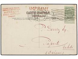 295 BELGICA. 1906. BRUXELLES To PAPEETE (Tahiti). Post Card Franked With <B>5 Cts.</B> Green Stamp. RARE Destination. - Sonstige & Ohne Zuordnung