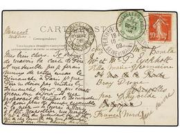 303 BELGICA. Of.83. 1908. FRANCE To BRUXELLES And Redirected. Postcard Franked With French <B>10 Cts.</B> Red And Belgia - Other & Unclassified