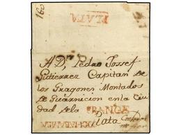 313 BOLIVIA. 1818 (2-Octubre). COCHABAMBA A PLATA. Carta Completa Circulada Con La Marca Lineal <B>COCHABAMBA</B> Y <B>F - Andere & Zonder Classificatie