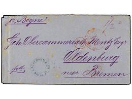 324 BRASIL. 1872. RIO DE JANEIRO A OLDEMBURG (Alemania). Manuscrito 'pr. Boyne', Fechador <B>RIO JANEIRO/PAID </B>y Tari - Other & Unclassified