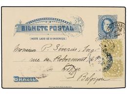 333 BRASIL. Sc.87a (2). 1890. MELLO BARRETO To BELGIUM. <B>40 Reis</B> Postal Stationary Uprated With Two <B>20 Reis</B> - Andere & Zonder Classificatie