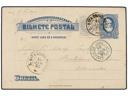 334 BRASIL. Sc.93. 1890. S. RITA DO RIO NEGRO To GERMANY. <B>40 Reis</B> Blue Postal Stationary Card Uprated With <B>50  - Autres & Non Classés