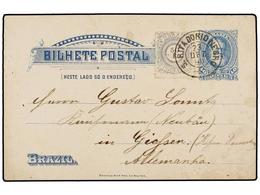 335 BRASIL. Sc.93. 1890. S. RITA DO RIO NEGRO To GERMANY. <B>40 Reis</B> Blue Postal Stationary Uprated With <B>50 Reis< - Altri & Non Classificati