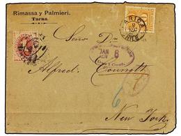 352 CHILE. Sc.29. 1892. TACNA A NEW YORK. <B>10 Ctvos.</B> Naranja, Tasada A La Llegada Con Sello USA De <B>1 Ctvo.</B>  - Other & Unclassified