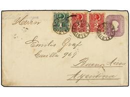 358 CHILE. Sc.37, 38 (2). 1894. VALDIVIA A BUENOS AIRES. Entero Postal De <B>5 Cents.</B> Lila Con Franqueo Adicional De - Other & Unclassified