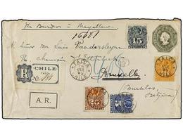 362 CHILE. Sc.28, 29, 30, 32. 1895. TALCA A BRUSELAS (Bélgica). Entero Postal De <B>20 Cts.</B> Verde Con Franqueo Adici - Sonstige & Ohne Zuordnung