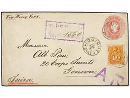 365 CHILE. Sc.96. 1896. IQUIQUE A GINEBRA (Suiza). Entero Postal De <B>15 Ctvos. </B>rosa Con Franqueo Adicional De <B>1 - Sonstige & Ohne Zuordnung