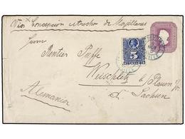 369 CHILE. Sc.28. 1897. YUMBEL A ALEMANIA. Entero Postal De <B>5 Cents.</B> Lila Con Franqueo Adicional De <B>5 Cts.</B> - Autres & Non Classés