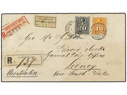 381 CHILE. Sc.29, 31. 1899. CONCEPCIÓN A SIDNEY (Australia). <B>10 Ctvos.</B> Naranja Y <B>20 Ctvos. </B>negro. Circulad - Altri & Non Classificati