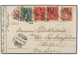 383 CHILE. Sc.37, 38 (2). 1899. VALPARAISO A HUNGRÍA. CARTA-TARJETA De <B>5 Ctvos.</B> Rojo Con Franqueo Adicional De <B - Sonstige & Ohne Zuordnung