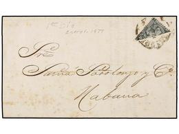 423 CUBA. Ed.41. 1877 (1 Enero). HABANA Correo Interior. <B>25 Cts.</B> Verde Bisectado Para Ser Usado Como 12 1/2 Ctvos - Other & Unclassified