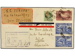 430 CUBA. 1934 (14-Sept.). CUBA A ERFURT (Alemania). Circulado Con Sellos De Cuba De <B>1 Cto., 5 Cts. </B>(2) Y <B>30 C - Other & Unclassified