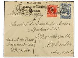 431 CUBA. 1927 (24-Junio). LA HABANA A BOGOTÁ Vía BARRANQUILLA. Sello De Cuba De <B>2 Cts.</B> Rosa Y Sello De <B>SCADTA - Autres & Non Classés