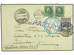 433 CUBA. 1929 (5-Feb.). HABANA A BOGOTÁ Vía BARRANQUILLA. Circulada Con 2 Sellos De Cuba De <B>1 Cto. </B> Verde Y Sell - Sonstige & Ohne Zuordnung