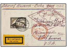 450 CUBA. 1930 (19-5). ALEMANIA A USA. Circulada Con Sello Alemán De <B>4 Mk. </B>castaño Por <B>GRAF ZEPPELIN</B> Indic - Altri & Non Classificati