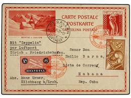 452 CUBA. 1929 (2-XI). SUIZA A LA HABANA. Entero Postal Suizo De <B>20 Cts.</B> Con Franqueo Adicional De <B>35 Cts.</B> - Andere & Zonder Classificatie