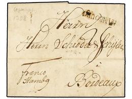 457 DINAMARCA. 1758. COPENHAGEN To FRANCE. Entire Letter Lineal <B>HAMBURG</B> And Manuscript 'Franco Hambg'. - Other & Unclassified