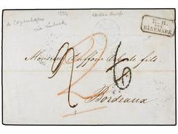 461 DINAMARCA. 1854. COPENHAGEN To FRANCE, Via Luebeck With<B> K.B./AUS/DANEMARK</B> Exchange Mark (Van Der Linden 1841) - Andere & Zonder Classificatie