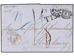 467 DINAMARCA. 1865. COPENHAGEN To FRANCE Vía Luebeck With <B>TT36, </B>exchange Mark (special Type, Big Numbers, Not Li - Altri & Non Classificati