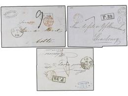 471 DINAMARCA. 1866-67. DANMARK To FRANCE. 3 Covers Sent Via Lubeck With <B>P.39</B> (Van Der Linden 2101) And On Revers - Autres & Non Classés