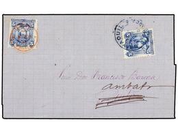 476 ECUADOR. Sc.14. 1881. Cover Initially Sent From GUAYAQUIL To QUITO Franked With 1881 <B>5 C.</B> Blue Tied By Blue < - Altri & Non Classificati