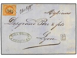 502 FRANCIA. Yv.23. 1867 (19 Marzo). SALONIQU A LYON. <B>40 Cts. </B>naranja. Mat. Rombo De Puntos <B>'5084' </B>de Saló - Andere & Zonder Classificatie