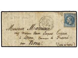 508 FRANCIA. 1870 (Sept. 27). PARIS To BROU. <B>BALLOON 'L'ETATS UNIS'</B>. Entire Letter Franked With <B>20 Cts. </B>bl - Altri & Non Classificati