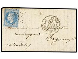 515 FRANCIA. 1870 (Oct. 15). PARIS To BAYEUX. <B>BALLOON 'JULES FAVRE Nº1'. </B>Entire Letter Franked With <B>20 Cts.</B - Altri & Non Classificati
