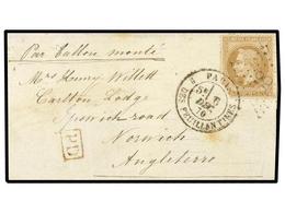 528 FRANCIA. 1870 (Dec. 6). PARIS To NORWICH (Great Britain). <B>BALLOON 'LE DENIS PAPIN'</B>. Folded Letter (without Te - Autres & Non Classés