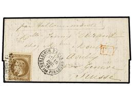 529 FRANCIA. 1870 (Dec. 16). PARIS To GENEVE (Switzerland). <B>BALLOON 'LE PARMENTIER'</B>. Entire Letter Franked With < - Sonstige & Ohne Zuordnung
