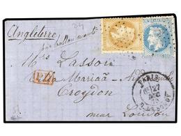 534 FRANCIA. 1870 (Dec. 27). PARIS To CROYDON (Great Britain). <B>BALLOON 'LE BAYARD'</B>. Entire Letter Franked With <B - Sonstige & Ohne Zuordnung