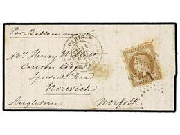 537 FRANCIA. 1871 (Jan. 11). PRIS To NORFOLK (Great Britain). <B>BALLOON 'LE GENERAL-FAIDHERBE'</B>. Entire Letter Frank - Altri & Non Classificati