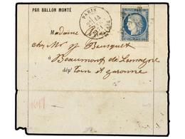 538 FRANCIA. 1871 (Jan. 14). PARIS To BEAUMONT. <B>BALLOON 'LE VAUCANSON'</B>. Folded Letter (without Text) Franked With - Sonstige & Ohne Zuordnung