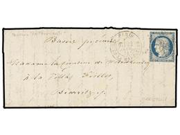 542 FRANCIA. 1871 (Jan. 22). PARIS To BIARRITZ. <B>BALLOON 'LE TORRICELLI'</B>. Entire Letter Franked With <B>20 Cts. </ - Andere & Zonder Classificatie