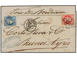 548 FRANCIA. Yv.46, 32. 1871. MARSEILLE To BUENOS AYRES. <B>80 Cts.</B> Rose And <B>20 Cts.</B> Blue (Bordeaux Issue) Sh - Sonstige & Ohne Zuordnung