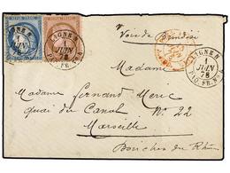 553 FRANCIA. Yv.54, 60. 1878. LINEA N. SHANGAHI-MARSELLA. Carta Embarcada En La Escala De ADEN Con Sellos Franceses De < - Sonstige & Ohne Zuordnung