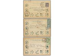 563 FRANCIA. 1899. <B>STENOGRAPHIE.</B> 3 Tarjetas Circuladas Con Sellos De <B>5 Cts.</B> <B>+ 5 Cts.</B> (2) Y <B>10 Ct - Sonstige & Ohne Zuordnung