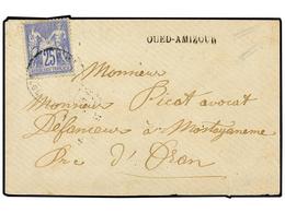 572 ARGELIA. 1877. Sobre Dirigido A ORÁN Con Sello De <B>25 Cts.</B> Ultramar, Fechador Ilegible Y Marca Lineal Al Lado  - Autres & Non Classés