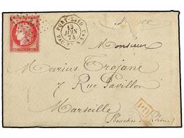 578 EGIPTO. 1874. PORT SAID A FRANCIA. Circulada Con Sello Francés De <B>80 Cts.</B> Rosa, Mat.<B> ANCLA</B> Y Fechador  - Autres & Non Classés