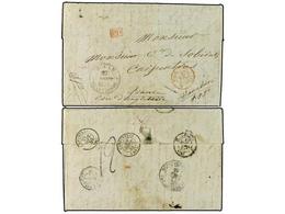 582 GUADALUPE. 1855. ST. FRANÇOISE A FRANCIA. Carta Pagada En Origen, Marca <B>'12'</B> (decimas) Al Dorso Y <B>P.D.</B> - Other & Unclassified