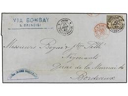 594 INDIA FRANCESA. Ce.54. 1887 (Jan 25). Entire Letter Written From CALCUTTA Mailed With Dubois 1881 <B>25c.</B> Black  - Other & Unclassified