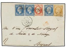 603 LEVANTE: CORREO FRANCES. 1864. <B>FRONT ONLY</B>. SMYRNE To BEYROUTH. Franked With French <B>10 Cts.</B> Bister, <B> - Altri & Non Classificati