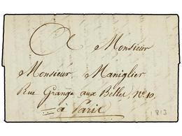 617 MAURICIO. 1813 (December). PORT LOUIS To PARIS. Entire Letter Circulate Privately Out Of The Mails. - Autres & Non Classés