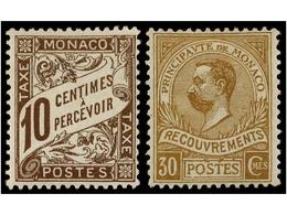 623 * MONACO. Yv.T-1/7 Y 8/10. 1905-10. SERIE COMPLETA. Muy Bonitos. Yvert.676€. - Autres & Non Classés