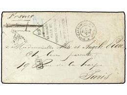 625 NUEVA CALEDONIA. 1876 (June 21). Stampless Cover Prepaid To PARIS With <B>NOUMEA</B> Despatch Cds In Black And Trian - Other & Unclassified